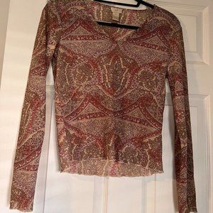 J .Jill XS Pattern pink and creme long sleeve top